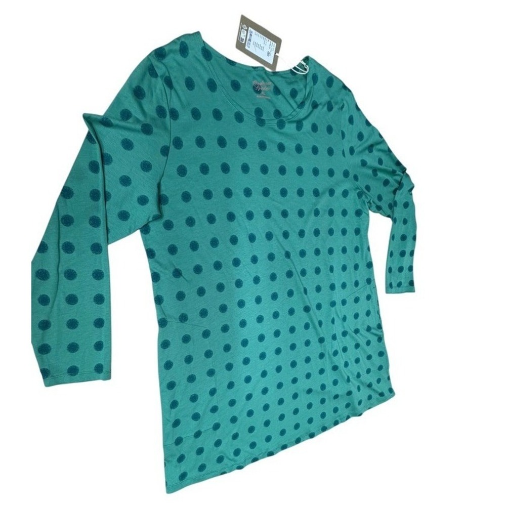 NWT! Gudrun Sjoden Teal Green Polka Dot Long Sleeve Tunic Top Women XL Lagonlook